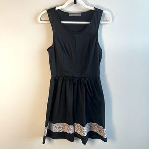 Black Tank Top Dress with White Lace on Bottom Size L